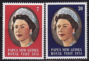 Папуа Новая Гвинея, 1974, Визит королевы, 2 марки